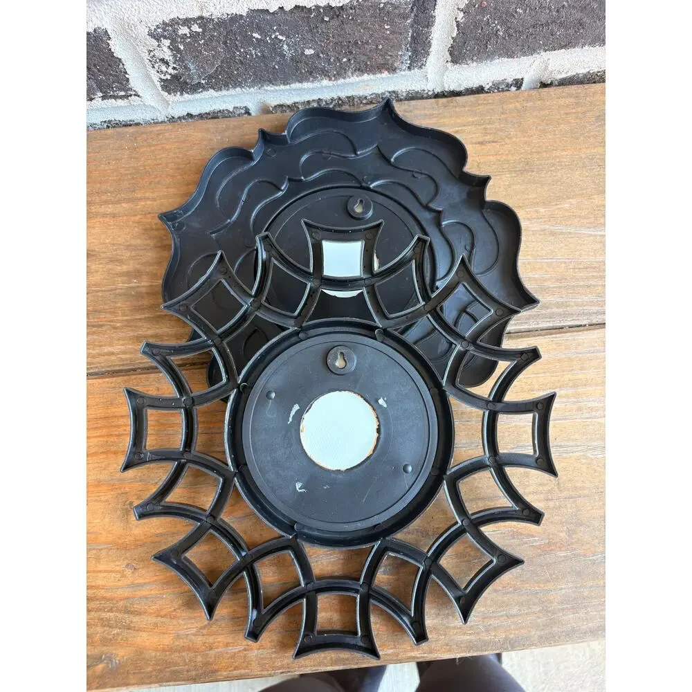 Set of 2 Black Gold Sunburst Accent Mirrors 9” Round Decorative Wall Mirrors